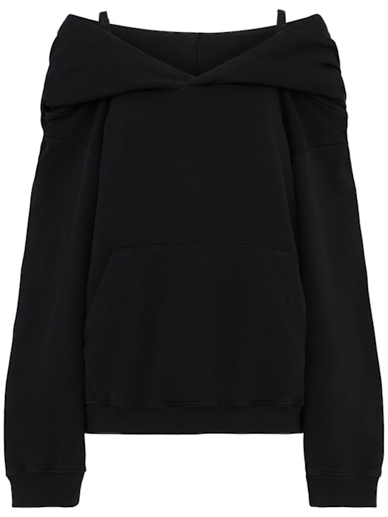 MM6 Maison Margiela: Cotton brushed off-the-shoulder top - women_0 | Luisa Via Roma