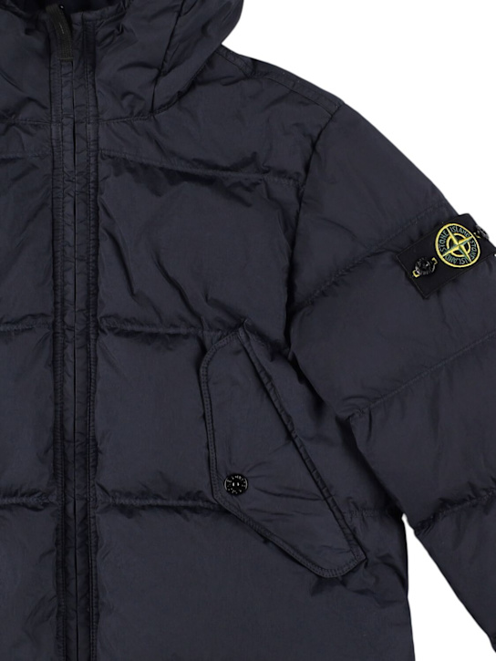 Stone Island Junior: Hooded nylon down jacket - ネイビー - kids-boys_1 | Luisa Via Roma