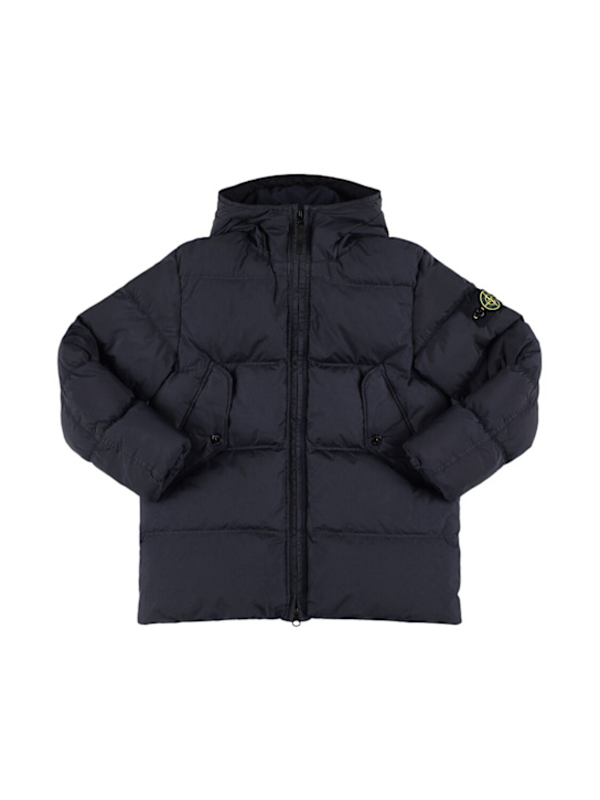 Stone Island Junior: Hooded nylon down jacket - ネイビー - kids-boys_0 | Luisa Via Roma
