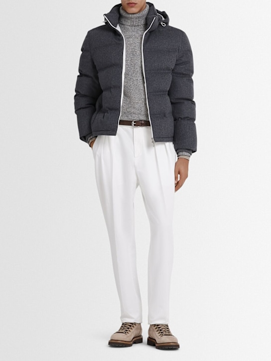 Brunello Cucinelli: Wool & cashmere down jacket - Grey - men_1 | Luisa Via Roma