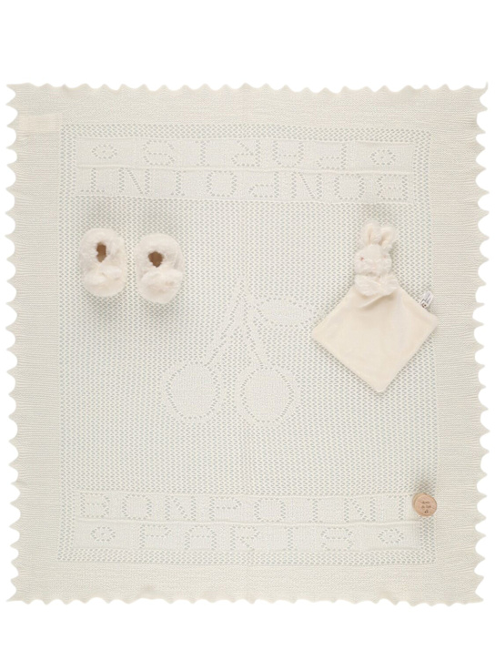 Bonpoint: Toy, blanket, box and booties set - ホワイト - kids-boys_0 | Luisa Via Roma