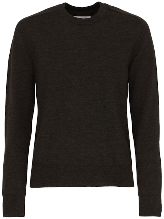 Maison Margiela: 12 Gauge knit sweater w/ elbow patches - Brown - men_0 | Luisa Via Roma