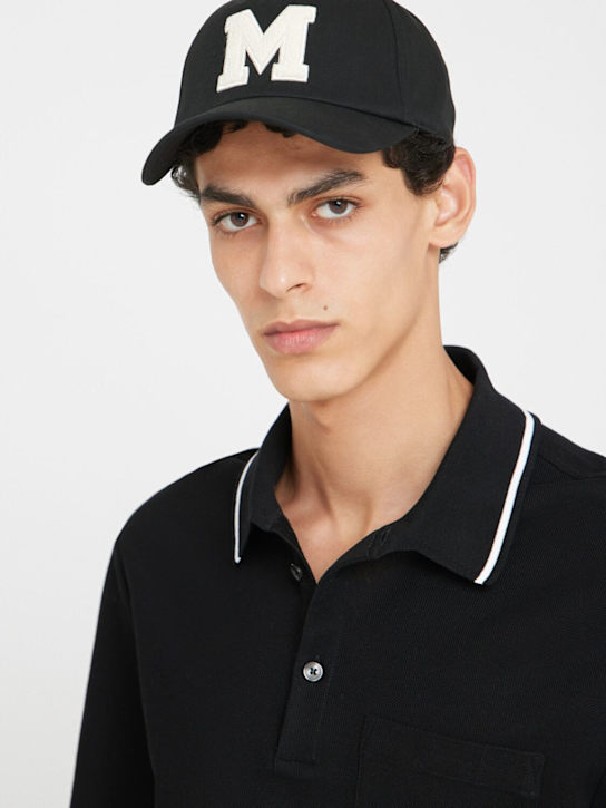Moncler: Logo cotton gabardine baseball cap - Black - men_1 | Luisa Via Roma