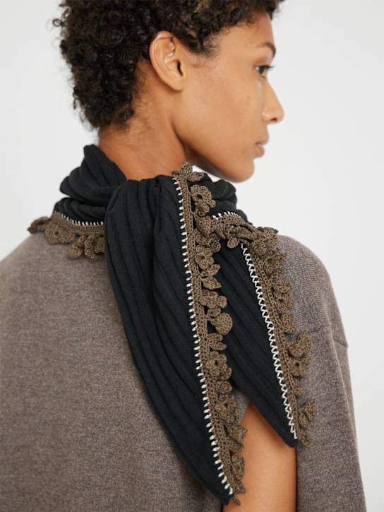 Cordera: Rib knit Merino wool triangle scarf - women_1 | Luisa Via Roma
