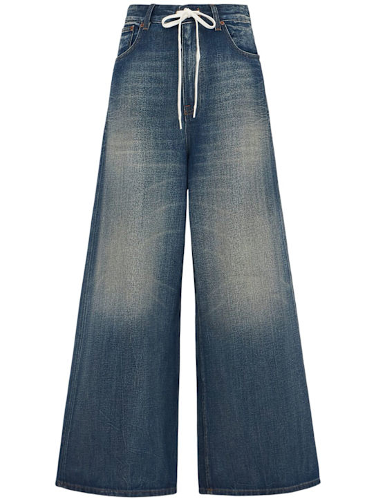 MM6 Maison Margiela: Mid rise wide jeans - Blue - women_0 | Luisa Via Roma