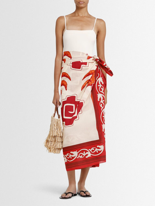 Johanna Ortiz: Mexicas Tropical Equestrian sarong - Red/Multi - women_1 | Luisa Via Roma