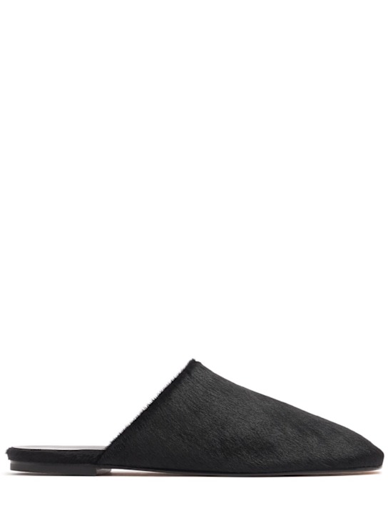 Jude: Floor pony skin flat mules - Black - women_0 | Luisa Via Roma