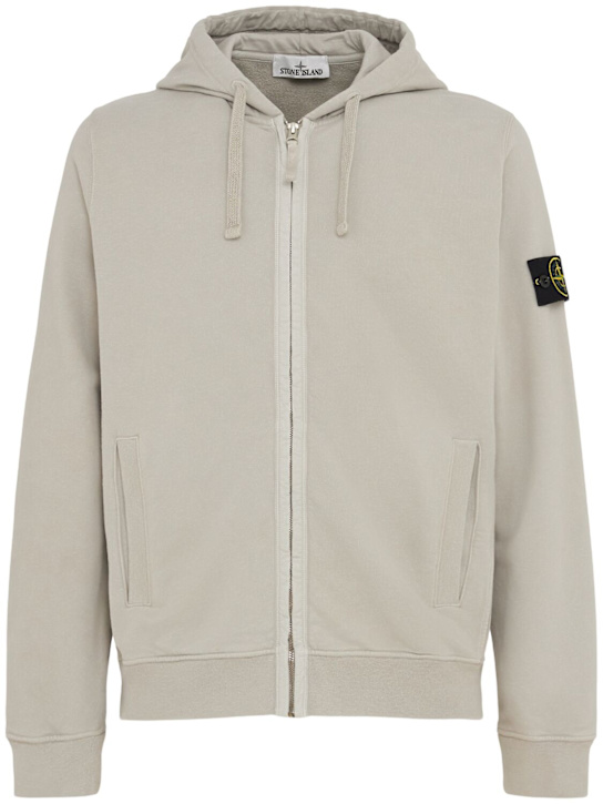 Stone Island: Brushed cotton sweatshirt hoodie - men_0 | Luisa Via Roma