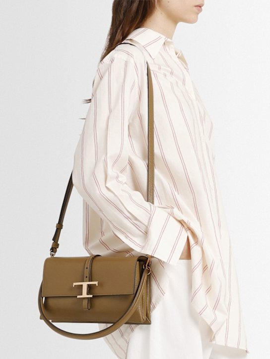 Tod's: Mini TSE grain leather crossbody bag - Lenticchia - women_1 | Luisa Via Roma