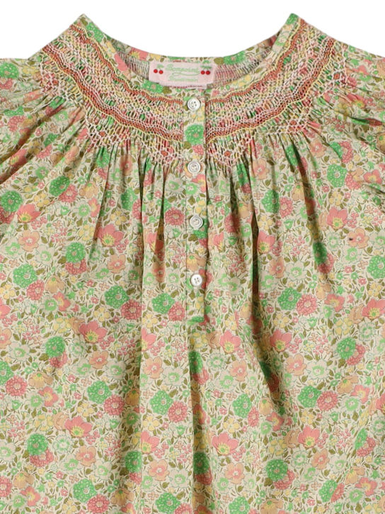 Bonpoint: Printed puff sleeve cotton dress - Multicolor - kids-girls_1 | Luisa Via Roma