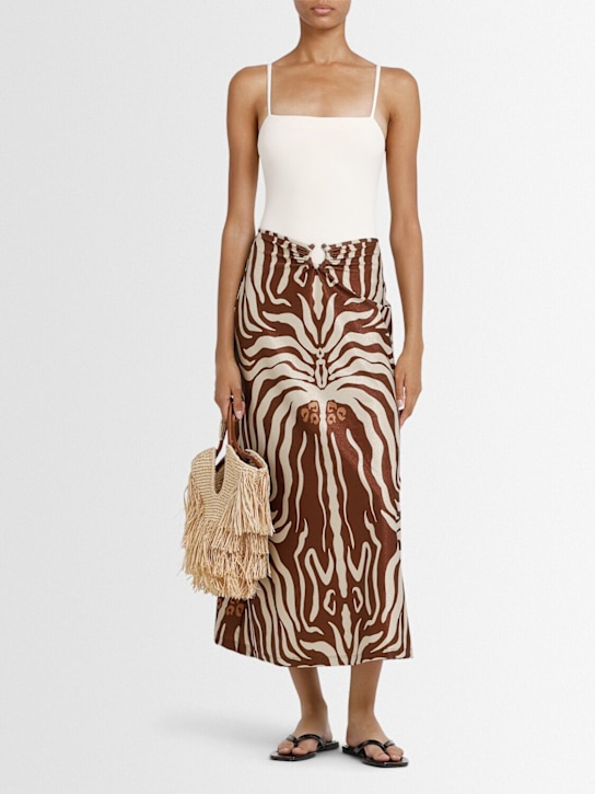 Johanna Ortiz: Shimmering Keel printed midi skirt - women_1 | Luisa Via Roma