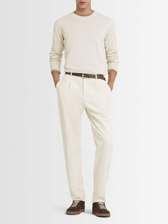 Brunello Cucinelli: Cashmere knit crewneck sweater - エクリュ - men_1 | Luisa Via Roma