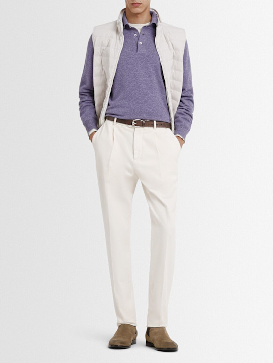 Brunello Cucinelli: Cashmere knit l/s polo - アイリス - men_1 | Luisa Via Roma