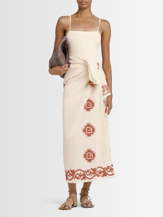 Johanna Ortiz: Antique Haciendas printed sarong - Ecru/Wine - women_1 | Luisa Via Roma