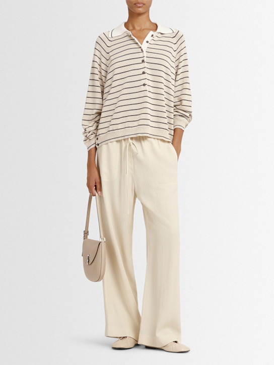 Cordera: Striped organic cotton knit polo sweater - women_1 | Luisa Via Roma