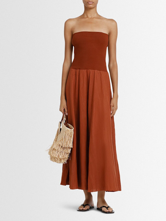 Johanna Ortiz: Light And Sound strapless long dress - Brown - women_1 | Luisa Via Roma