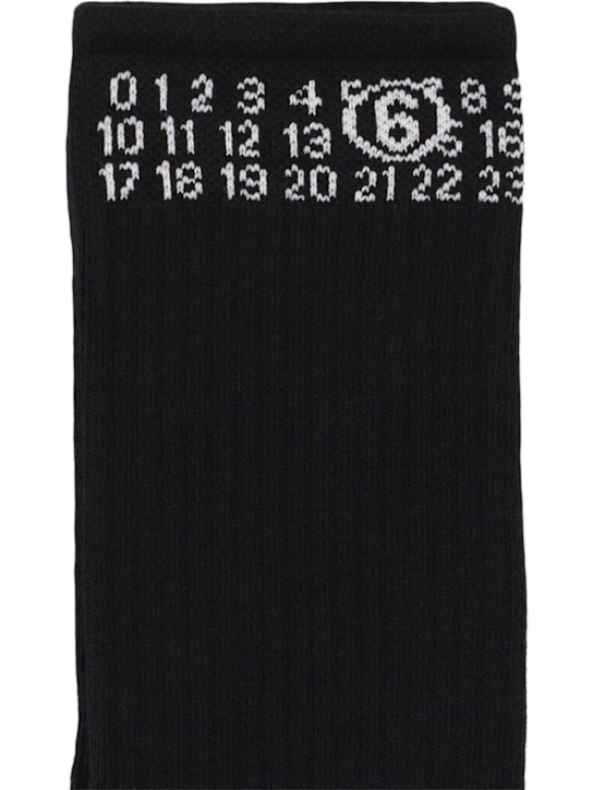 MM6 Maison Margiela: コットンブレンドソックス - ブラック - kids-boys_1 | Luisa Via Roma