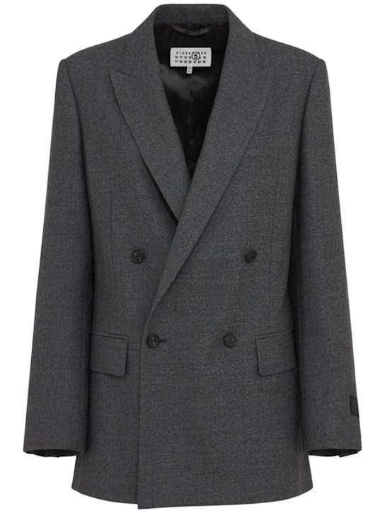MM6 Maison Margiela: Wool double breasted jacket - women_0 | Luisa Via Roma