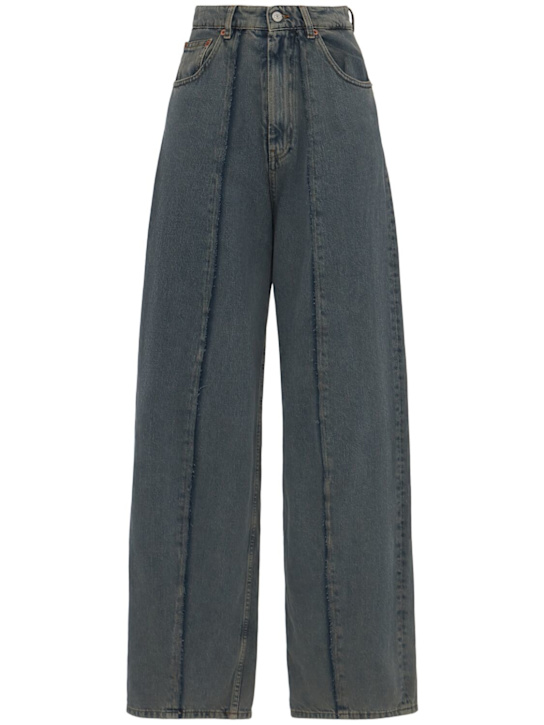 MM6 Maison Margiela: Mid rise wide jeans - Light Grey - women_0 | Luisa Via Roma