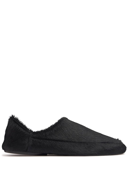 Jude: Floor pony skin flat slippers - Black - women_0 | Luisa Via Roma