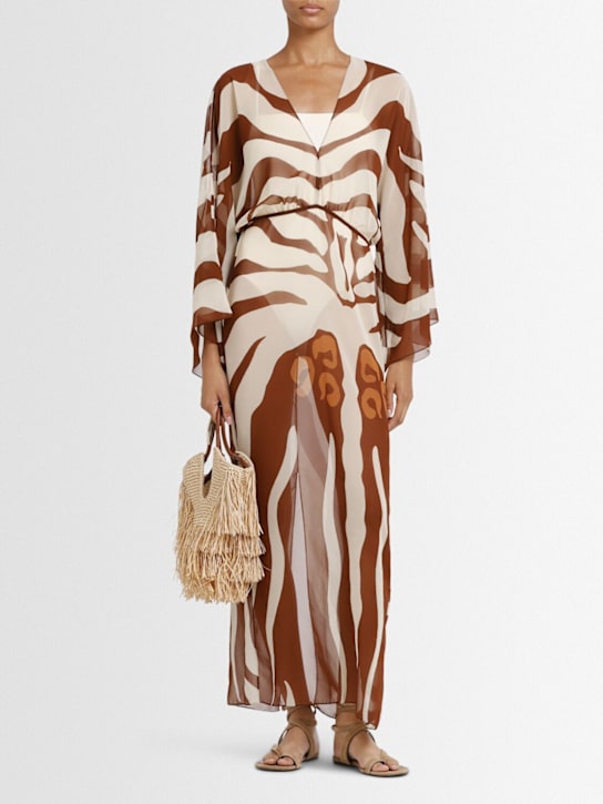Johanna Ortiz: Spiritual Healers printed maxi dress - Dark Brown/Ecru - women_1 | Luisa Via Roma