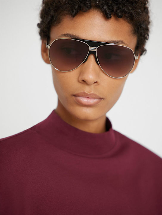 The Attico: Aviator sunglasses - Silver/ Black - women_1 | Luisa Via Roma
