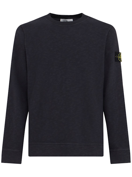 Stone Island: Vanisé brushed heavy cotton sweatshirt - ネイビー - men_0 | Luisa Via Roma