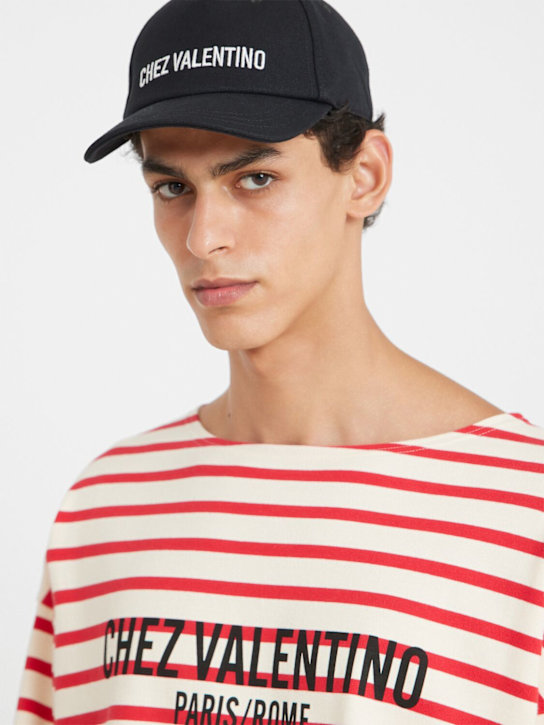Valentino Garavani: Baseballkappe mit Logo - Schwarz/Elfenbe - men_1 | Luisa Via Roma