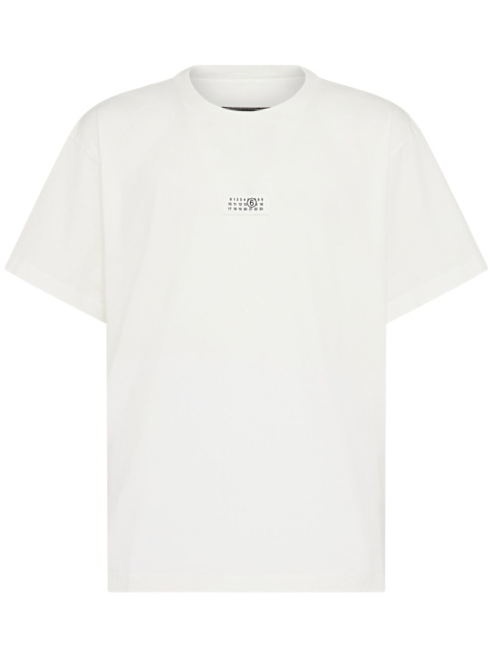 MM6 Maison Margiela: Short sleeve logo t-shirt - men_0 | Luisa Via Roma