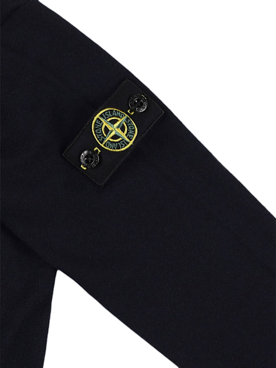 Stone Island Junior: Wool knit turtleneck sweater - ネイビー - kids-boys_1 | Luisa Via Roma
