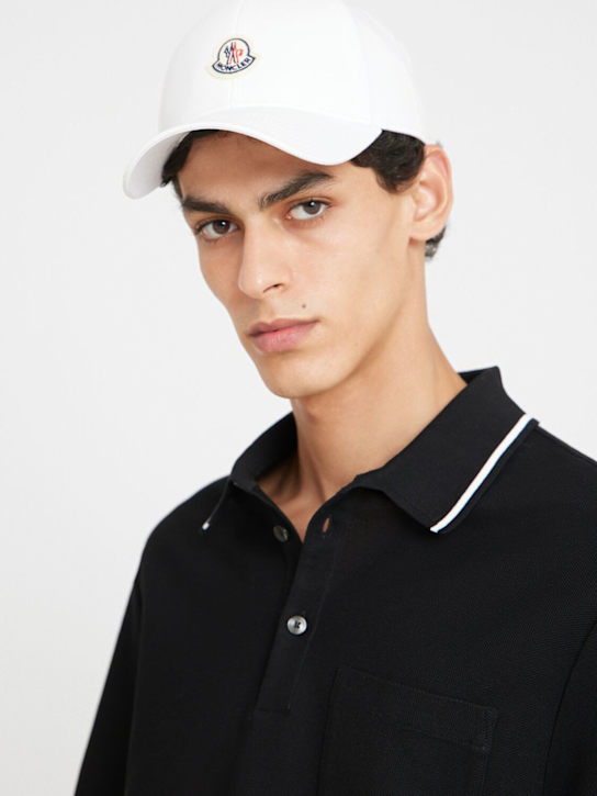 Moncler: Logo cotton gabardine baseball cap - White - men_1 | Luisa Via Roma