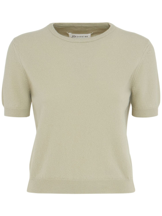 Maison Margiela: Wool knit top - グリーン - women_0 | Luisa Via Roma