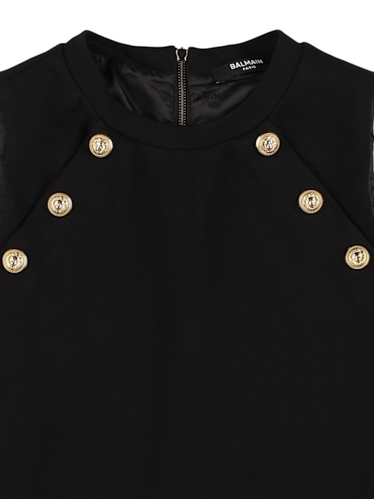 Balmain: Viscose blend Milan stitch dress - ブラック - kids-girls_1 | Luisa Via Roma