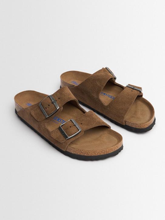 BIRKENSTOCK: Arizona suede sandals - Dark Tea - men_1 | Luisa Via Roma