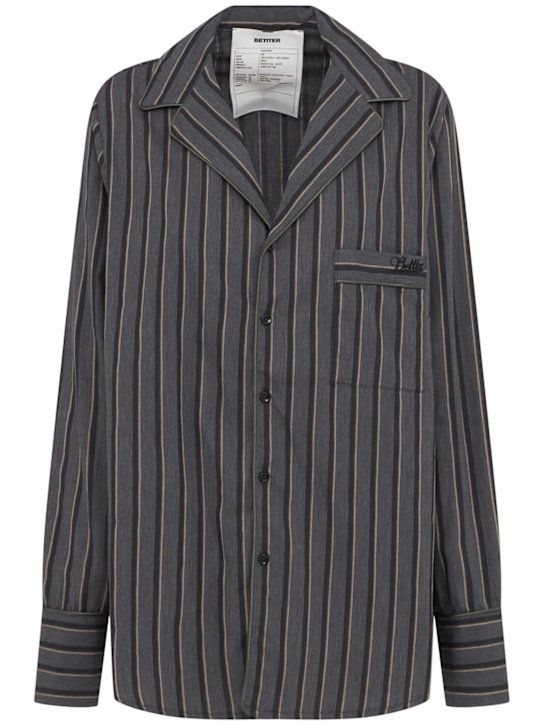 BETTTER: Essential striped cotton shirt - Grey/Multi - women_0 | Luisa Via Roma