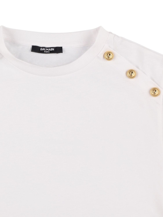 Balmain: Cotton jersey t-shirt w/logo - ホワイト - kids-girls_1 | Luisa Via Roma