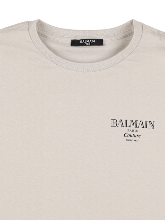 Balmain: Cotton jersey t-shirt w/logo - アイボリー - kids-boys_1 | Luisa Via Roma