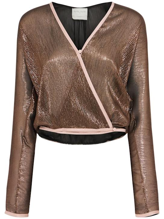 Forte_forte: Froisse' lame' kimono shirt - women_0 | Luisa Via Roma