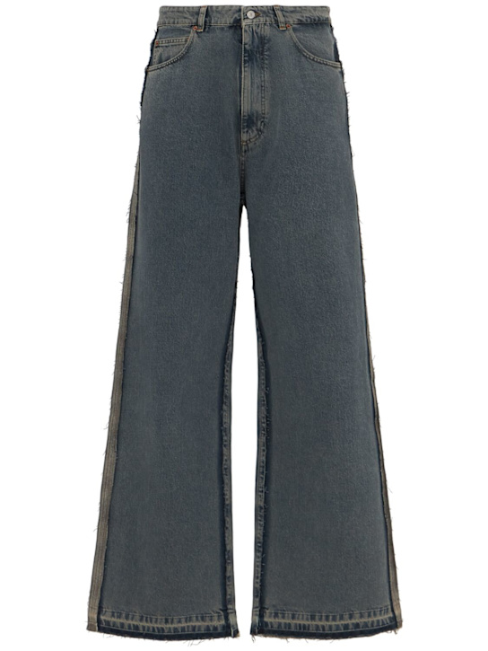 MM6 Maison Margiela: Wide leg denim jeans - men_0 | Luisa Via Roma
