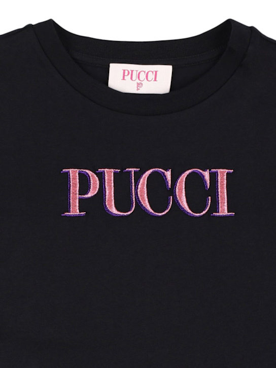 Pucci: T-shirt in jersey di cotone stampato - Nero - kids-girls_1 | Luisa Via Roma