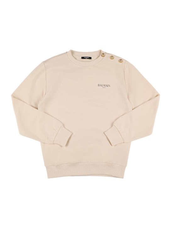 Balmain: Cotton sweatshirt w/logo - kids-boys_0 | Luisa Via Roma