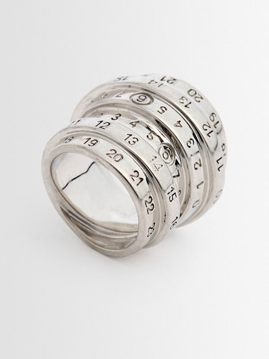 MM6 Maison Margiela: Triple minimal logo ring - men_1 | Luisa Via Roma