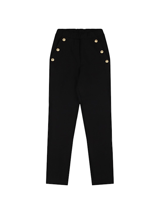 Balmain: Viscose blend Milan stich pants - ブラック - kids-girls_0 | Luisa Via Roma