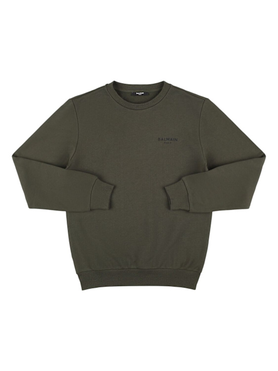 Balmain: Cotton sweatshirt w/logo - kids-girls_0 | Luisa Via Roma