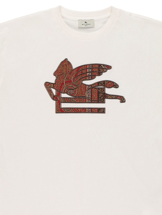 Etro: Embroidered cotton jersey t-shirt - ホワイト - kids-boys_1 | Luisa Via Roma