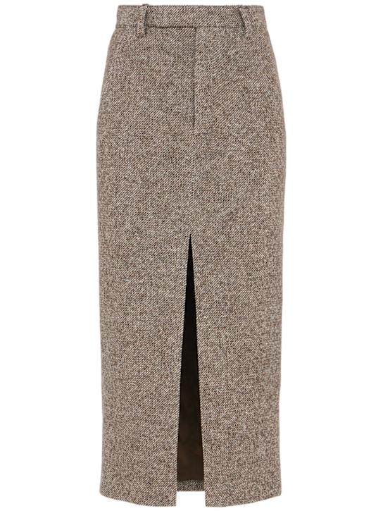 Brunello Cucinelli: Front split knit long skirt - Brown/Multi - women_0 | Luisa Via Roma