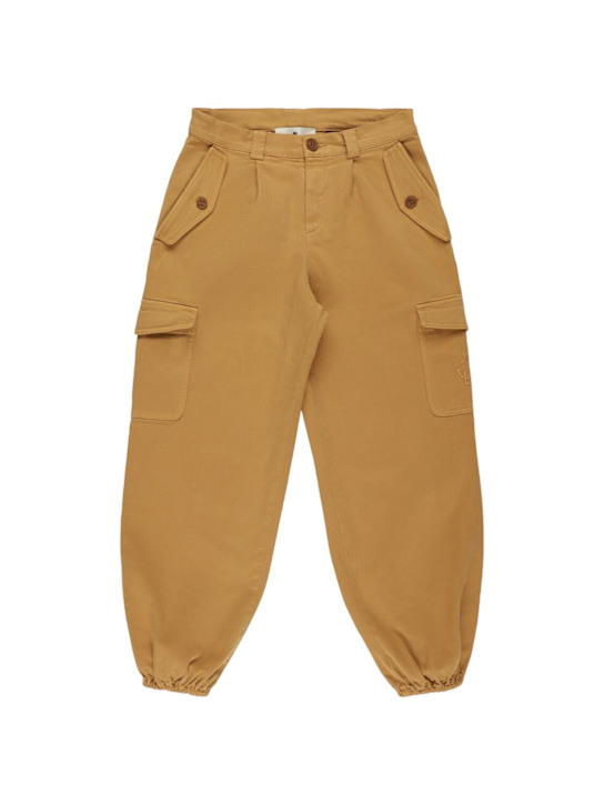 Etro: Cotton blend herringbone cargo pants - ベージュ - kids-boys_0 | Luisa Via Roma
