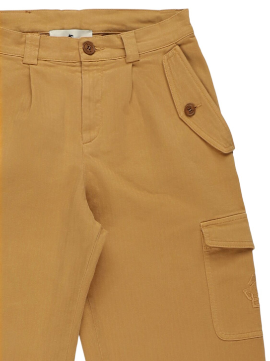 Etro: Cotton blend herringbone cargo pants - ベージュ - kids-boys_1 | Luisa Via Roma