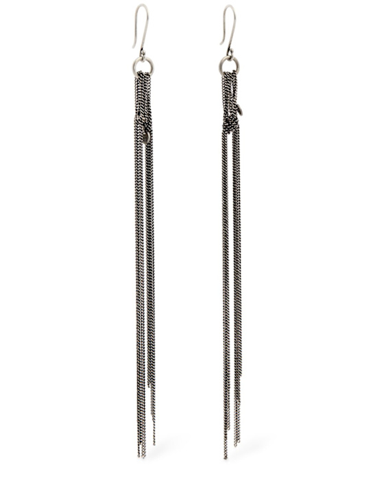 Ann Demeulemeester: Wivi knot tassel silver earrings - Antique Silver - men_0 | Luisa Via Roma
