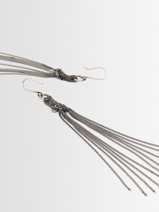 Ann Demeulemeester: Wivi knot tassel silver earrings - Antique Silver - men_1 | Luisa Via Roma